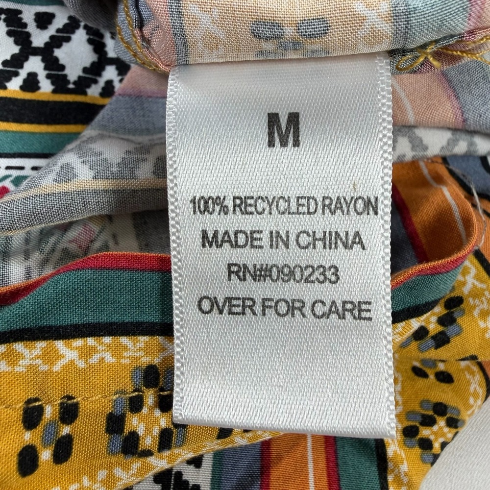PacSun Camp Shirt Mens Medium Southwestern Aztec Stripe Recycled Rayon Button Up - Picture 3 of 9